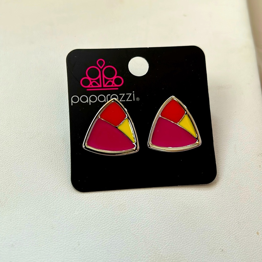 Yellow pink and orange earrings